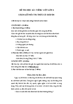 Đề ôn thi học kì 1 môn Tiếng Việt 4 Kết nối tri thức - Đề số 3