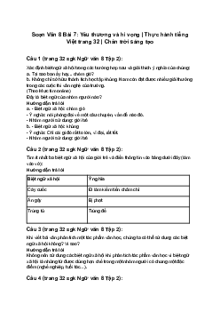 Soạn Văn 8 Bài 7: Yêu thương và hi vọng | Thực hành tiếng Việt trang 32 | Chân trời sáng tạo