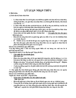 Tóm tắt lý thuyết môn Triết học Mác - Lenin về "Lý luận nhận thức" và có kèm ví dụ minh họa