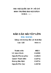 Báo cáo bài tập môn Giải tích 1 - Giải tích 1 | Trường Đại học Bách khoa Thành phố Hồ Chí Minh