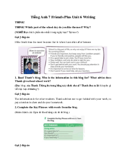 Tiếng Anh 7 Friends Plus Unit 6 Writing