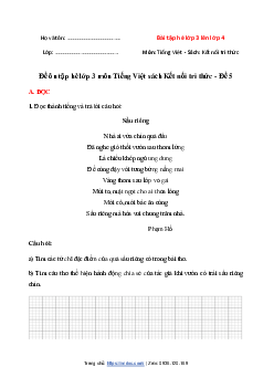 Đề ôn tập hè lớp 3 môn Tiếng Việt | sách Kết nối tri thức - Đề 5