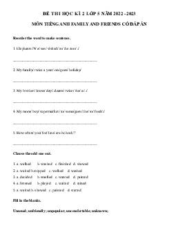 Đề thi tiếng Anh lớp 5 học kì 2 Family and Friends số 2