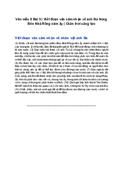 Văn mẫu 8 | Viết đoạn văn cảm nhận về anh Ba trong Bến Nhà Rồng năm ấy