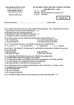 Đề thi học sinh giỏi môn Địa Lí 12 Quảng Nam 2017-2018 (có đáp án)