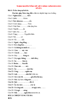 Đề thi Trạng nguyên Tiếng Việt lớp 5 năm 2023 - 2024 Vòng 1