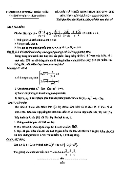Đề khảo sát Toán 9 lần 2 năm 2019 – 2020 trường THCS Trưng Vương – Hà Nội