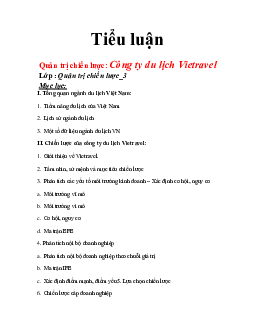 Tiểu luận Quản trị chiến lược | Trường Cao đẳng Du lịch Sài Gòn