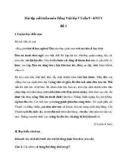 Bài tập cuối tuần lớp 3 môn Tiếng Việt Kết nối tri thức - Tuần 9