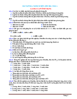Trắc Nghiệm Sinh 9 Bài 4: Lai Hai Cặp Tính Trạng (Có Đáp Án)