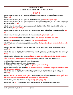 Đề cương ôn tập môn Kinh tế chính trị Mác - Lênin ( có đáp án) | Đại học Thăng Long