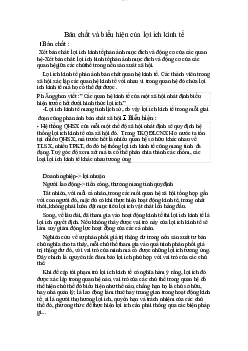 Bản chất và biểu hiện của lợi ích kinh tế | Trường Đại học Giao thông Vận Tải