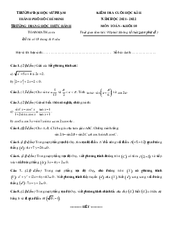 Đề học kì 2 Toán 10 năm 2021 – 2022 trường Trung học Thực hành ĐHSP – TP HCM