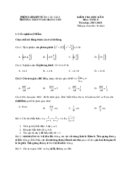 Đề thi học kỳ 2 Toán 8 năm 2017 – 2018 trường THCS Nam Trung Yên – Hà Nội