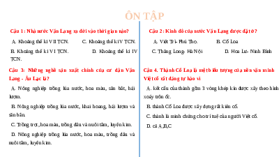 Giáo án điện tử Lịch Sử 6 KNTT - (Ngoài Chương Trình Sách Giáo Khoa) Kết Nối Tri Thức: Ôn Tập Giữa Kỳ II