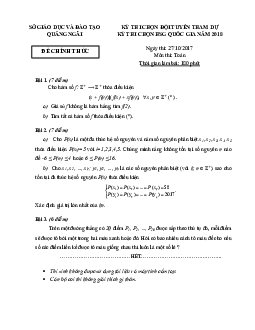 Đề thi chọn đội tuyển tham dự kỳ thi chọn HSG Quốc gia 2018 sở GD và ĐT Quảng Ngãi (Ngày 2)