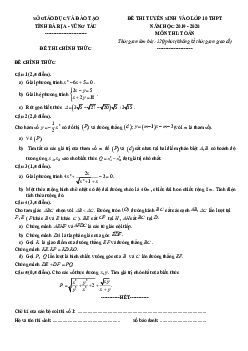 Đề Toán tuyển sinh lớp 10 năm 2019 – 2020 trường chuyên Lê Quý Đôn – BRVT (Vòng 1)