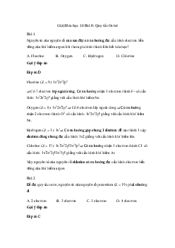 Hóa học 10 Bài 8: Quy tắc Octet sách Chân Trời Sáng Tạo