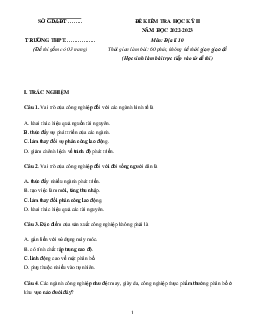 Đề thi học kì 2 lớp 10 môn Địa lý Cánh diều năm 2023 - Đề 1