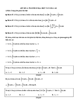 Chuyên đề trắc nghiệm tích phân đặc biệt và nâng cao Toán 12