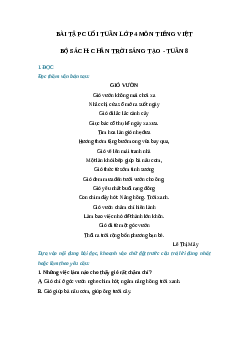 Bài tập cuối tuần tiếng Việt lớp 4 Chân trời sáng tạo Tuần 8 cơ bản