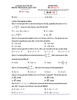 Đề kiểm tra Hình học 10 chương 2 trường THPT Hoàng Quốc Việt – Thái Nguyên