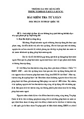 Bài kiểm tra Hiệu Lực Quy Phạm Pháp Luật môn Tư Pháp Quốc Tế | Trường đại học Mở Hà Nội