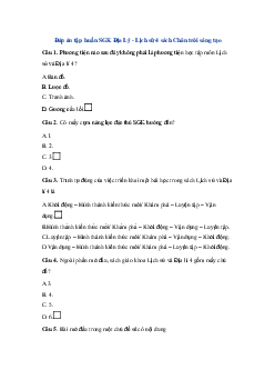 Đáp án trắc nghiệm tập huấn môn Lịch sử - Địa lí lớp 4 | Chân trời sáng tạo