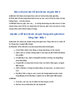 Lập dàn ý Kể lại một câu chuyện mà em đã đọc trong sách giáo khoa Tiếng Việt | Tập làm văn 4