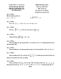 Đề thi học kì 2 Toán 10 năm 2019 – 2020 trường THPT Bình Tân – TP HCM