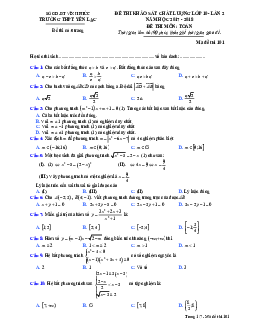 Đề thi KSCL Toán 10 lần 2 năm học 2017 – 2018 trường THPT Yên Lạc – Vĩnh Phúc