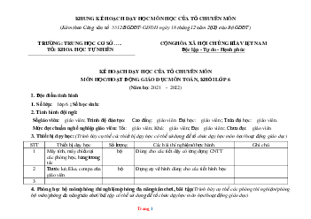 Kế hoạch dạy học Toán 6 của tổ chuyên môn sách Cánh diều
