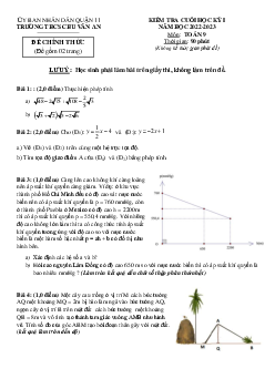 Đề cuối học kỳ 1 Toán 9 năm 2022 – 2023 trường THCS Chu Văn An – TP HCM