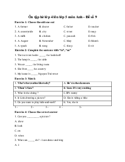 Ôn tập hè lớp 4 lên lớp 5 môn Anh - Đề số 9