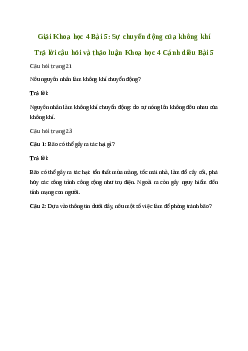 Giải Khoa học lớp 4 Bài 5: Sự chuyển động của không khí | Cánh diều