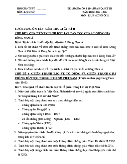 Đề cương ôn tập giữa học kì 2 môn Lịch sử 11 sách Kết nối tri thức với cuộc sống
