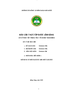 Báo cáo thực tập dược lâm sàng | Đại học Y Dược Thành phố Hồ Chí Minh