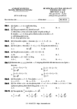 Đề kiểm tra Giải tích 12 chương 4 năm 2018 – 2019 trường Đoàn Thượng – Hải Dương