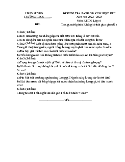 Đề thi học kì 2 môn Khoa học tự nhiên 6 năm 2022 - 2023 sách Kết nối tri thức với cuộc sống | Đề 5,6