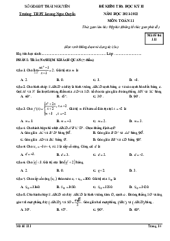 Đề học kỳ 2 Toán 11 năm 2021 – 2022 trường Lương Ngọc Quyến – Thái Nguyên