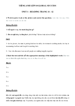 Reading unit 1 lớp 10 Global success