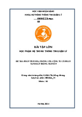 Bài tập lớn cuối kỳ: Phân tích hoạt động Tập đoàn Trung Nguyên môn Hệ thống thông tin quản lý | Học viện Ngân hàng