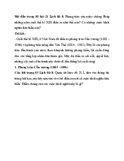 Giải SGK Lịch sử 8 bài 21: Phong trào chống Pháp của nhân dân Việt Nam trong những năm cuối thế kỉ XIX | Chân trời sáng tạo
