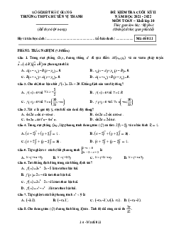 Đề học kỳ 2 Toán 10 năm 2021 – 2022 trường chuyên Vị Thanh – Hậu Giang