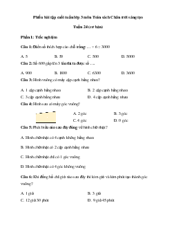 Bài tập cuối tuần Toán lớp 3 Chân trời sáng tạo - Tuần 24