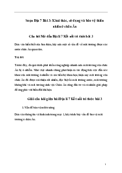 Giải Địa lí 7 Bài 3: Khai thác, sử dụng và bảo vệ thiên nhiên ở châu Âu | Kết nối tri thức