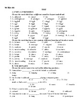 TEST 1 (HS) - Phonetics, Vocabulary, Grammar & Writing Exercises môn English | Trường Đại Học Tây Nguyên