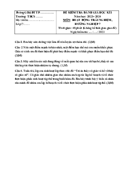 Đề thi học kì 1 môn Hoạt động trải nghiệm hướng nghiệp 7 năm 2023 - 2024 sách Chân trời sáng tạo - Đề 3