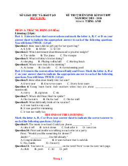 Đề thi tuyển sinh vào lớp 10 THPT năm 2023-2024 môn Tiếng Anh Sở GD Bắc Giang (có lời giải)