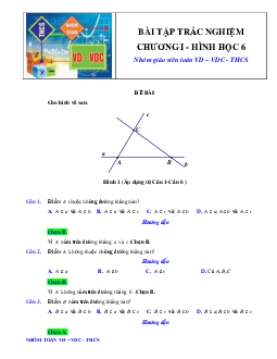 Bài tập trắc nghiệm Hình học 6 chương 1 có đáp án và lời giải
